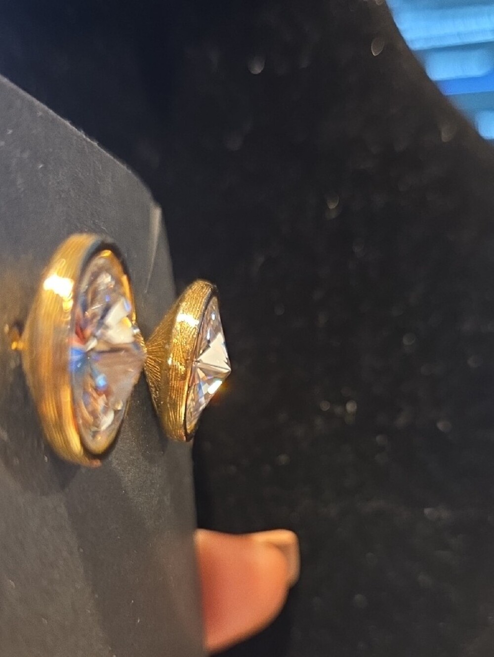 Gold-Tone Clear Crystal Stud Earrings - Women's Jewelry - Picture 2 of 6